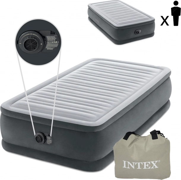 single air mattress 191 × 99 cm with electric pump Intex Deluxe