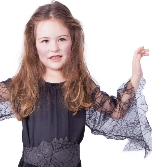 Sheer sleeves with a spiderweb motif