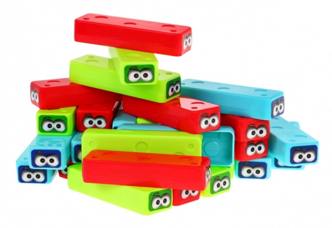 Mini-arcadespel Jenga voor kinderen 3+ Toren stapelen + 30 gekleurde blokken + dobbelstenen