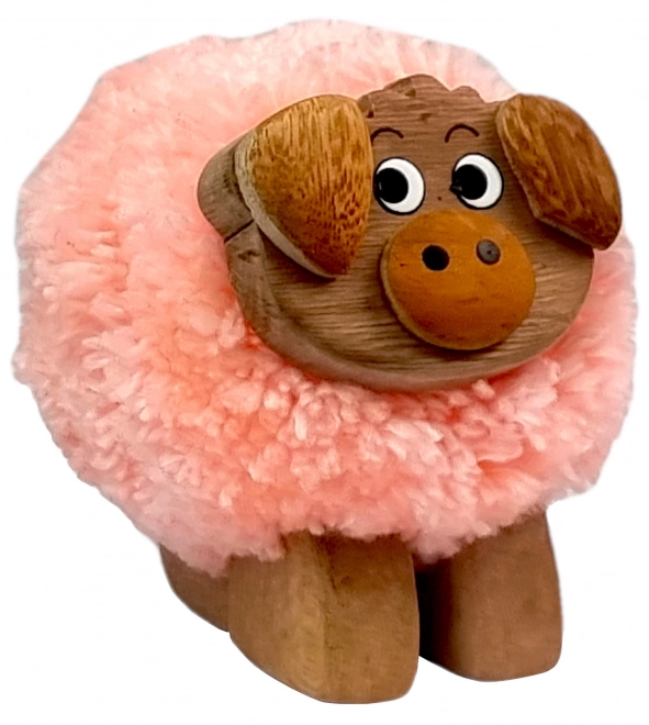 Holzfigur mit Bommel - Schwein