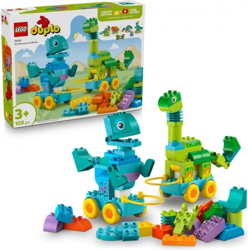 LEGO DUPLO 3 in 1 Baukasten: Dinosaurier auf Rädern