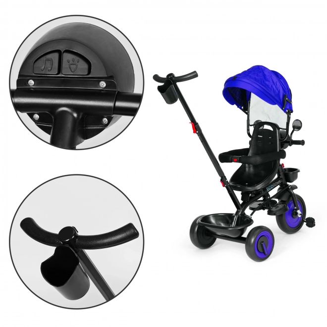 3-in-1 kinderdriewieler met draaibare zitting, kap, blauw, ECOTOYS