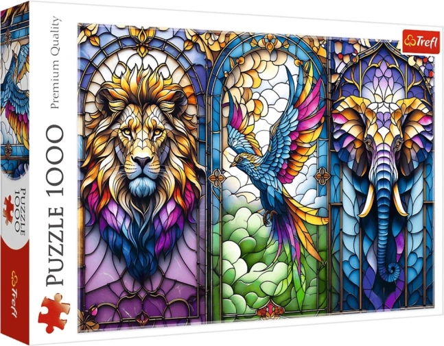 Puzzel 1000 stukjes glas-in-lood dieren Trefl