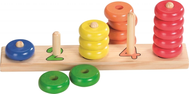 wooden sorting and counting game with rings goki