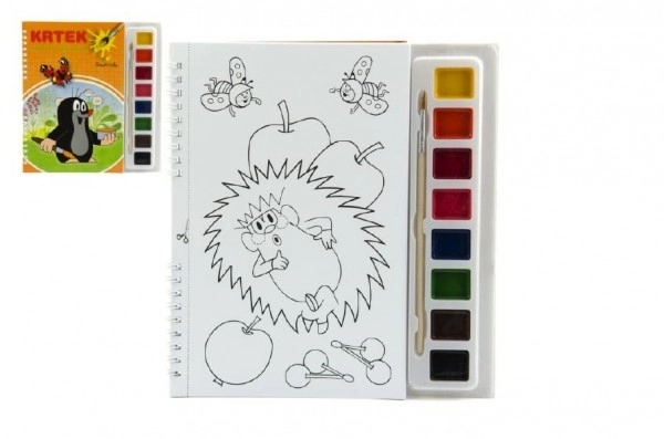 Malbuch Maulwurf mit Wasserfarben und Pinsel