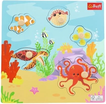 Houten puzzel Zeedieren, 5 stukjes