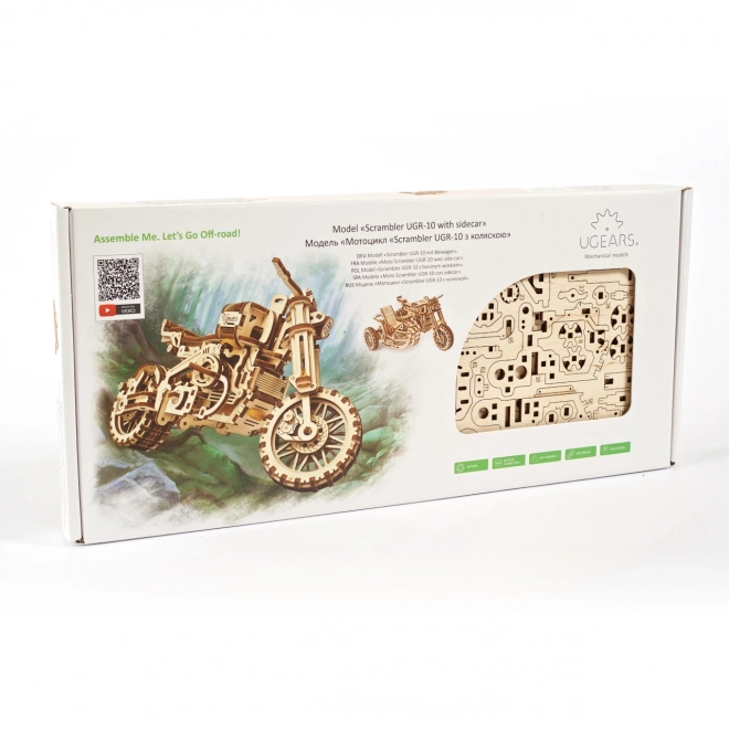 Ugears 3D-puzzel Motorfiets met zijspan 380 stuks