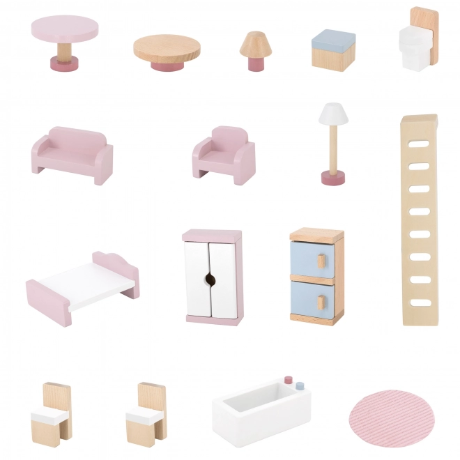 Grote houten poppenhuis met accessoires PolarB Viga