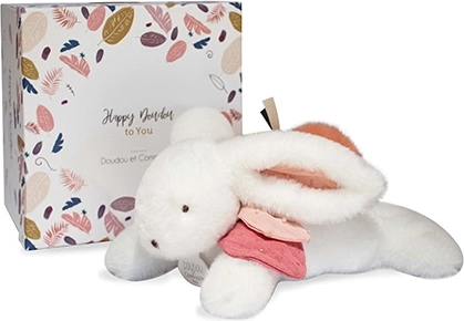Gift Set – Plush Bunny with Dark Pink Pom-Pom 25 cm