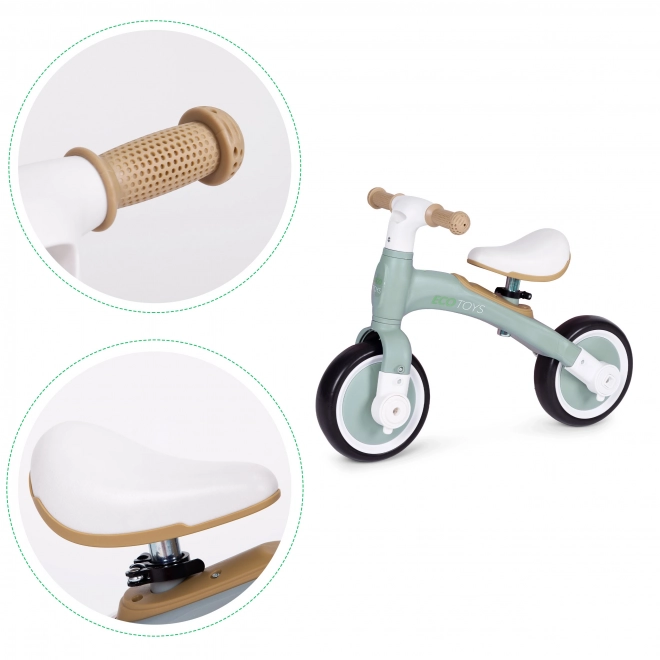 Balansfiets met pedalen - trainingszijwielen 3in1 ECOTOYS – Groene