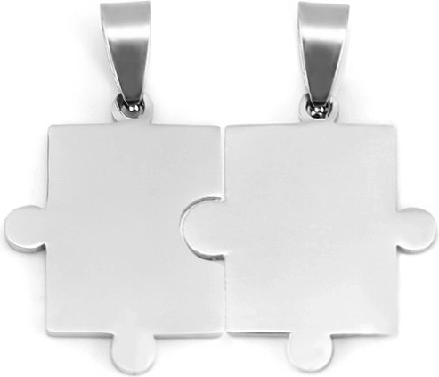 Stalen partnerhangers Puzzle – glad, 2 stuks