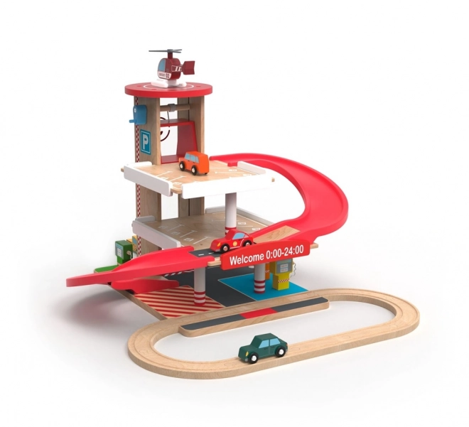 Houten garage met treinset voor kinderen