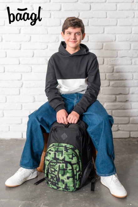 BAAGL 3 SET Coolmate Green: rugzak, etui, zak