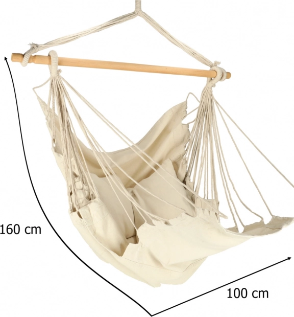 Brazilian Hanging Chair with Footrest 130 cm Beige