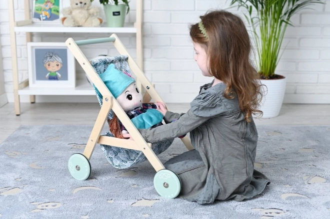 Lichte houten poppenwagen - mint