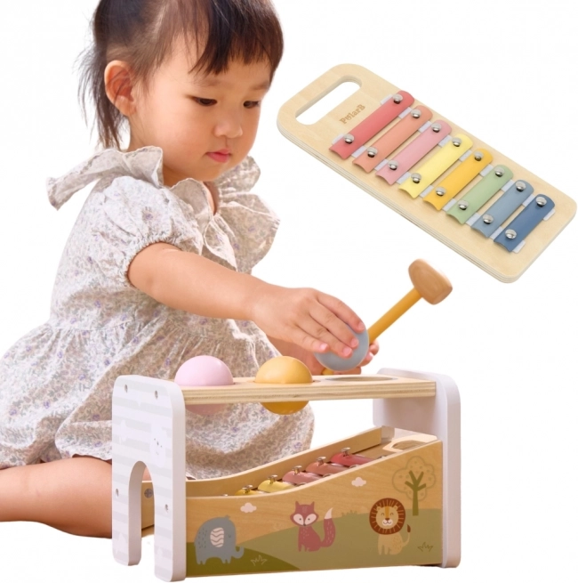 Viga Wooden Pound Bench and Xylophone 2-in-1