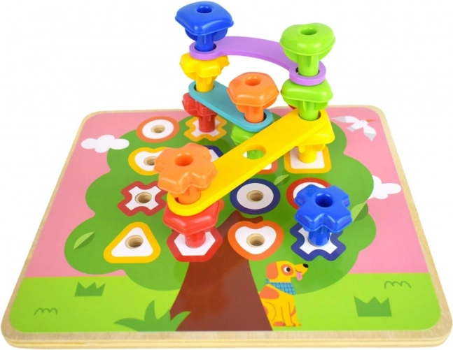 Tooky Toy multifunktionale Tafel mit bunten Schrauben zum Formenlernen