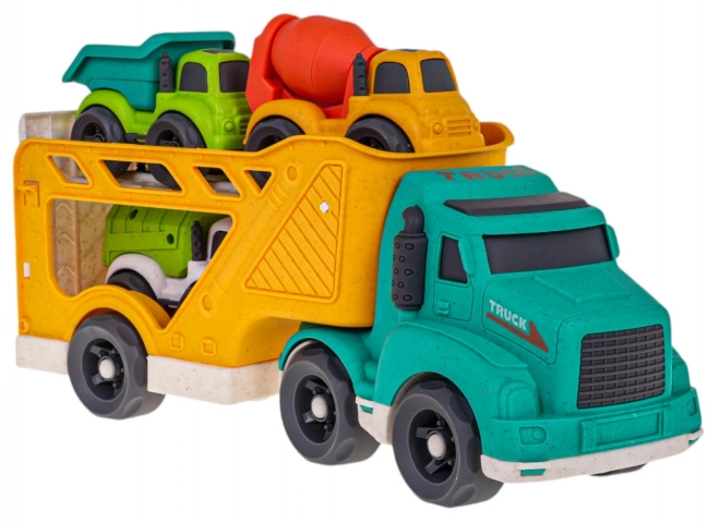 Ecologische set voertuigen vrachtwagen + auto's