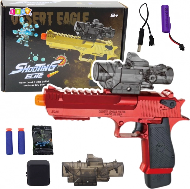 Electric kids' gel ball and foam dart pistol – red