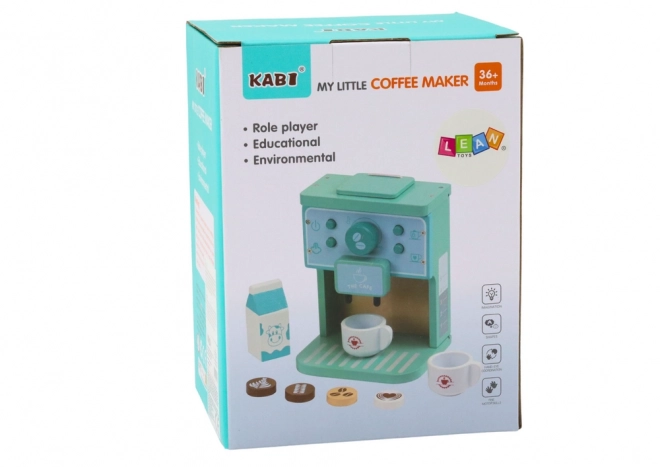 Wooden Coffee Maker Set with Cups and Milk