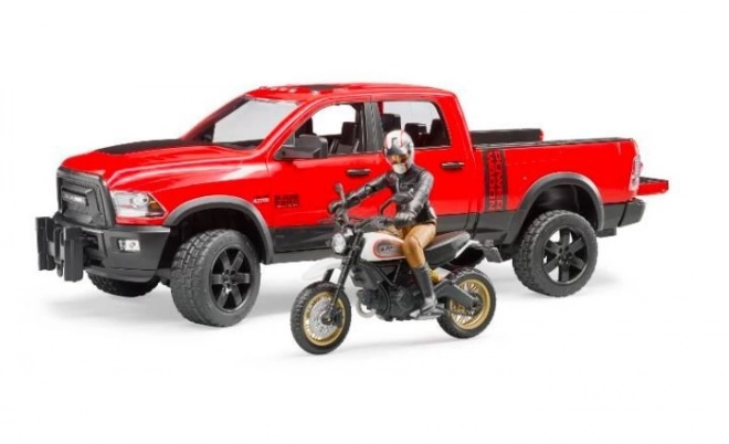 Bruder Off-road auto RAM met motorfiets