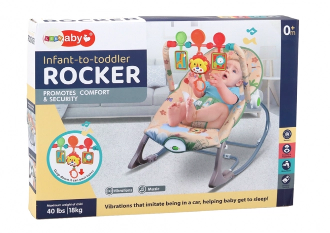 Wieg voor baby Roze Leeuw met vibraties en geluiden