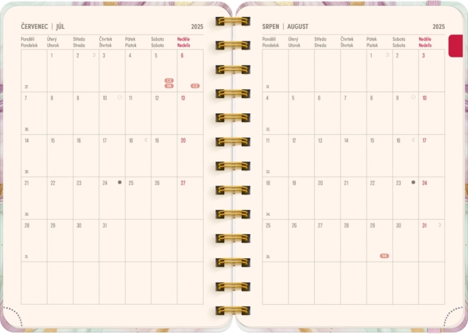 Spiraalvormige 18-maandkalender Petito Roze Marmer 2025/2026