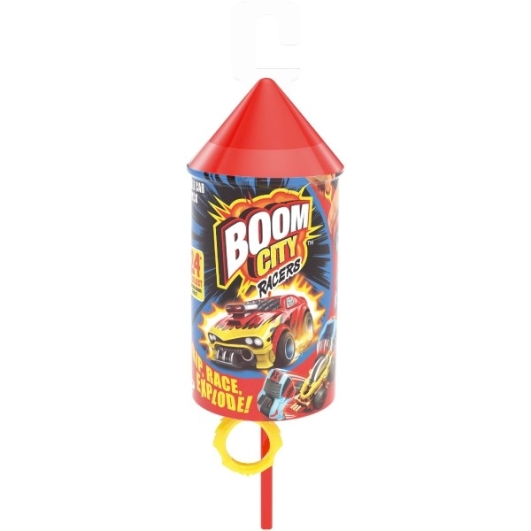 Auto Boom City Racers plast mix soorten in plastic buis 21x6,5x6cm