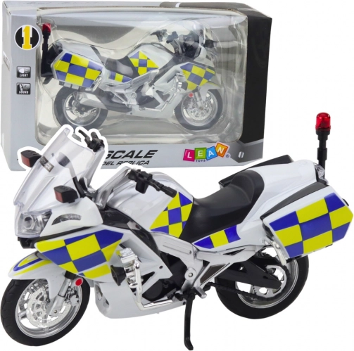 Metall-Polizeimotorrad 1:12 mit Licht und Sound, weiß