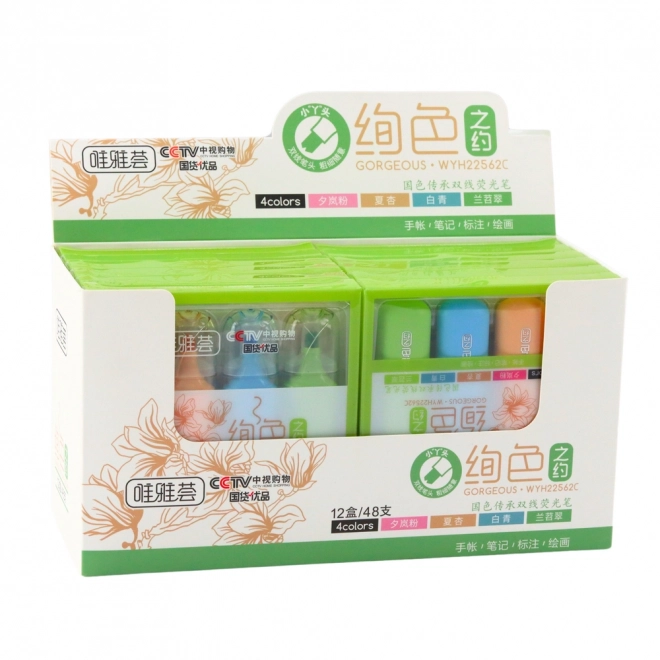 Set gekleurde markeerstiften met dubbele punt, 4 stuks