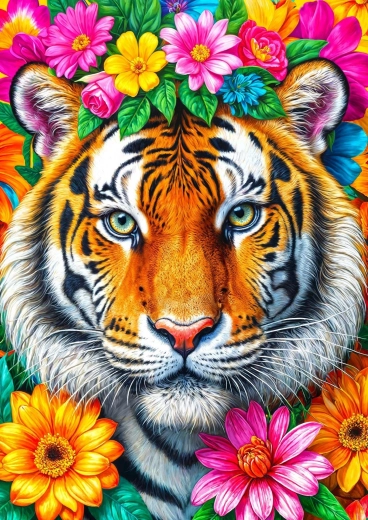 ENJOY Puzzle Rayures et Fleurs 1000 pièces