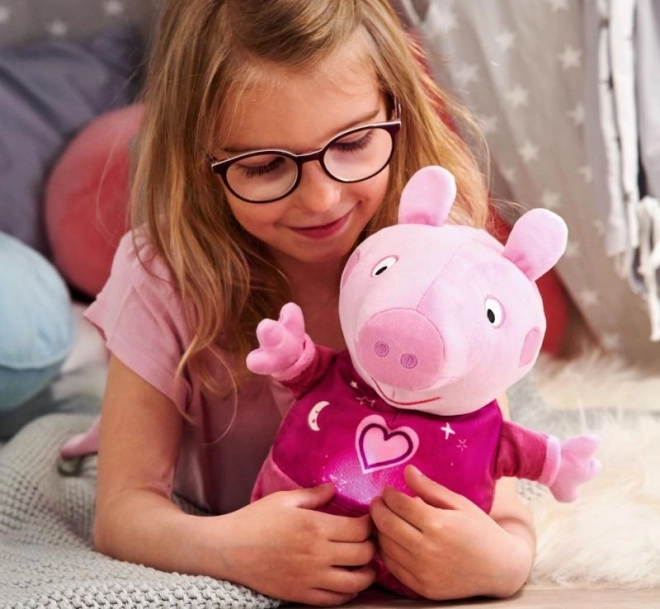 Peppa Pig 2-in-1 pluchen slaapknuffel, speelt + licht, roze, 25 cm