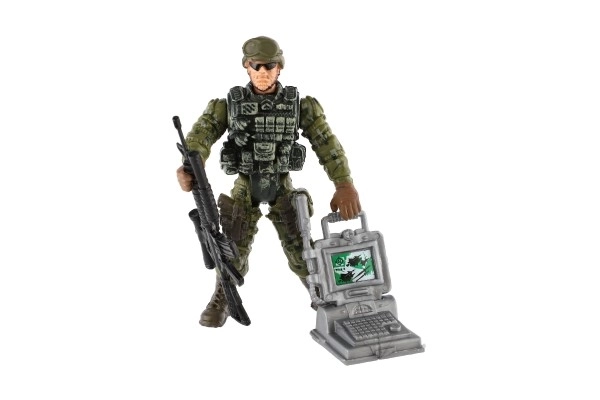 Set soldaten met hond met accessoires 6st plastic in zakje 17x20x3cm