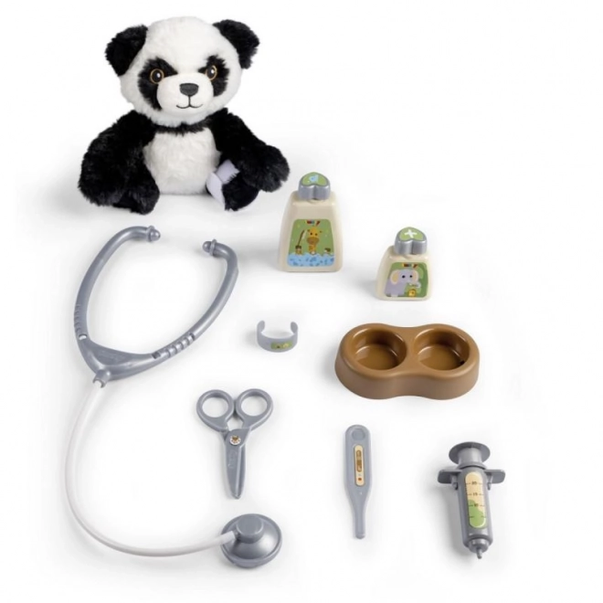 Dierenartsenwagen met panda en transportbox 2-in-1