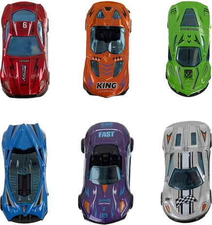 6 die-cast cars included