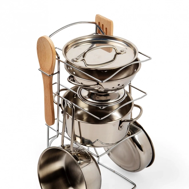 Children's Cookware Set on Stand Bigjigs Toys