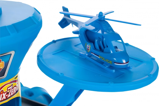 Garage politiebureau, 3 niveaus met lift, auto's + helikopter, 74 stuks