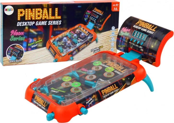 Tabletop pinball with LED lights, sounds, and digital score
