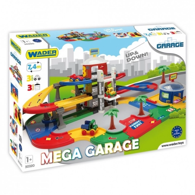 Mega garage 3 verdiepingen plastic 7,4m + 3 auto's in doos 79x53x14cm Wader