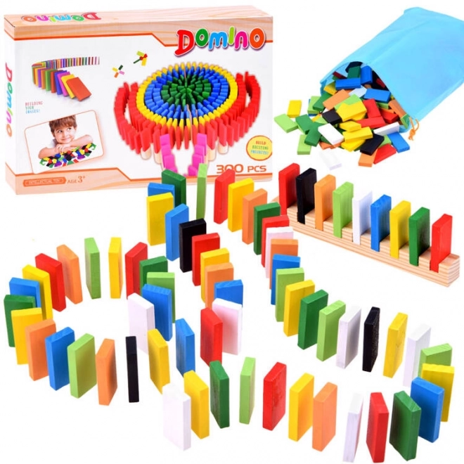 Houten kleurrijke domino 300 stukken