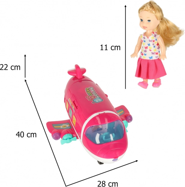 Doll Play Airplane 2-in-1 with Accessories Pink