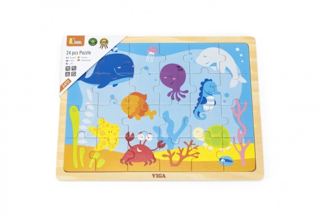 Houten puzzel 24 stukjes - onderwaterwereld