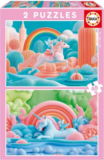 Puzzle Licornes Magiques 2x48 pièces