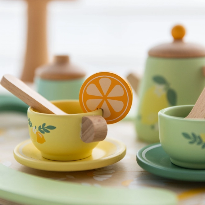 Holz Teeservice Set 14-teilig