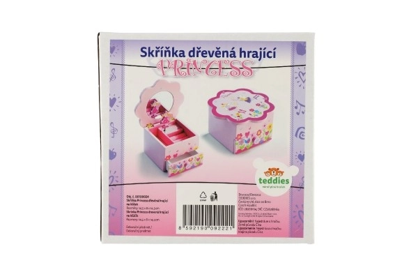 Sieradenkastje Princess hout muziek bloempot lade 14,5x8x14,5cm