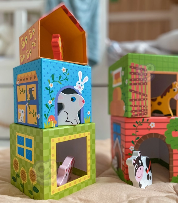 Woopie groene puzzelboerderij met blokken en figuren