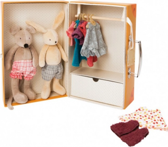Moulin Roty souris et lapin dans la valise