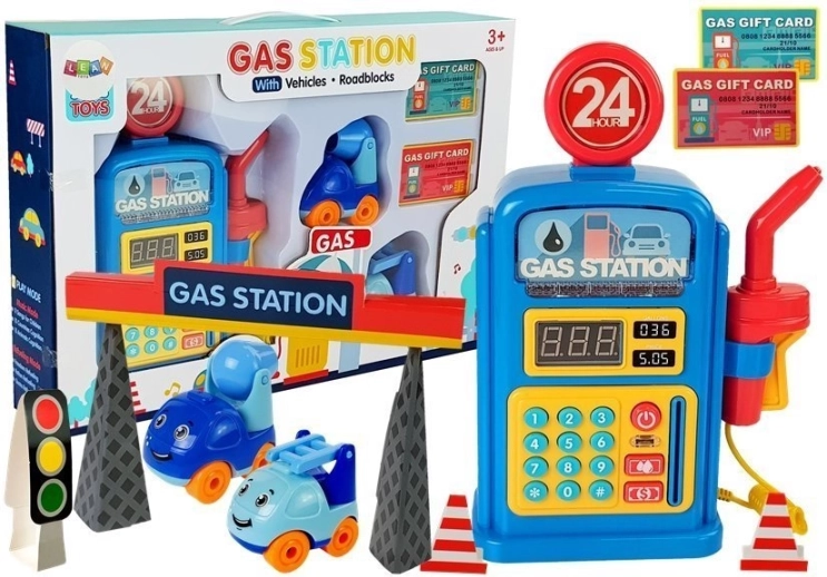 Kinder-Tankstelle mit Lichtern und Geräuschen mit Autos