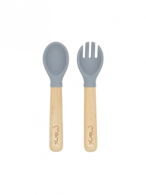 MoMi AMI kinder siliconen eetset grijs