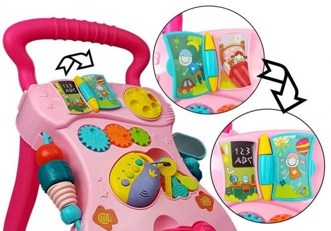 Roze kinderwagen met slinger